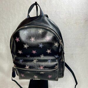 Coach Medium Black Charlie Backpack with Stars Like New Condition with COA